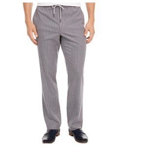 Tasso Elba Mens Stretch Lounge Pants Drawstring Pinstripe Gray S